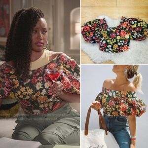 zara floral off shoulder crop XL